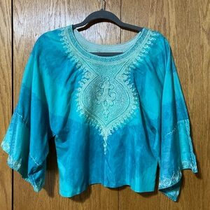 Teal Embroidered Women's Top